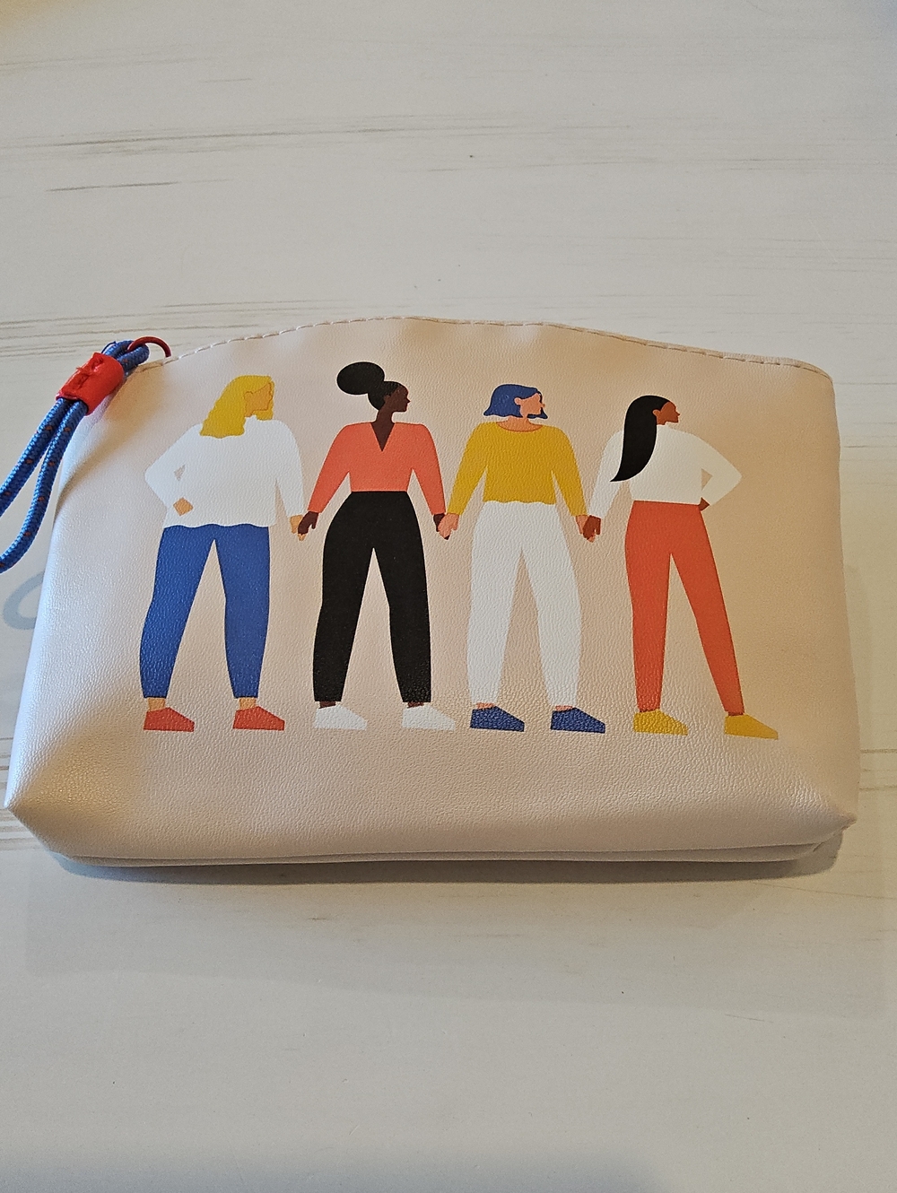 ipsi Beige Illustration Pouch Neutral Everyday Cosmetic Bag